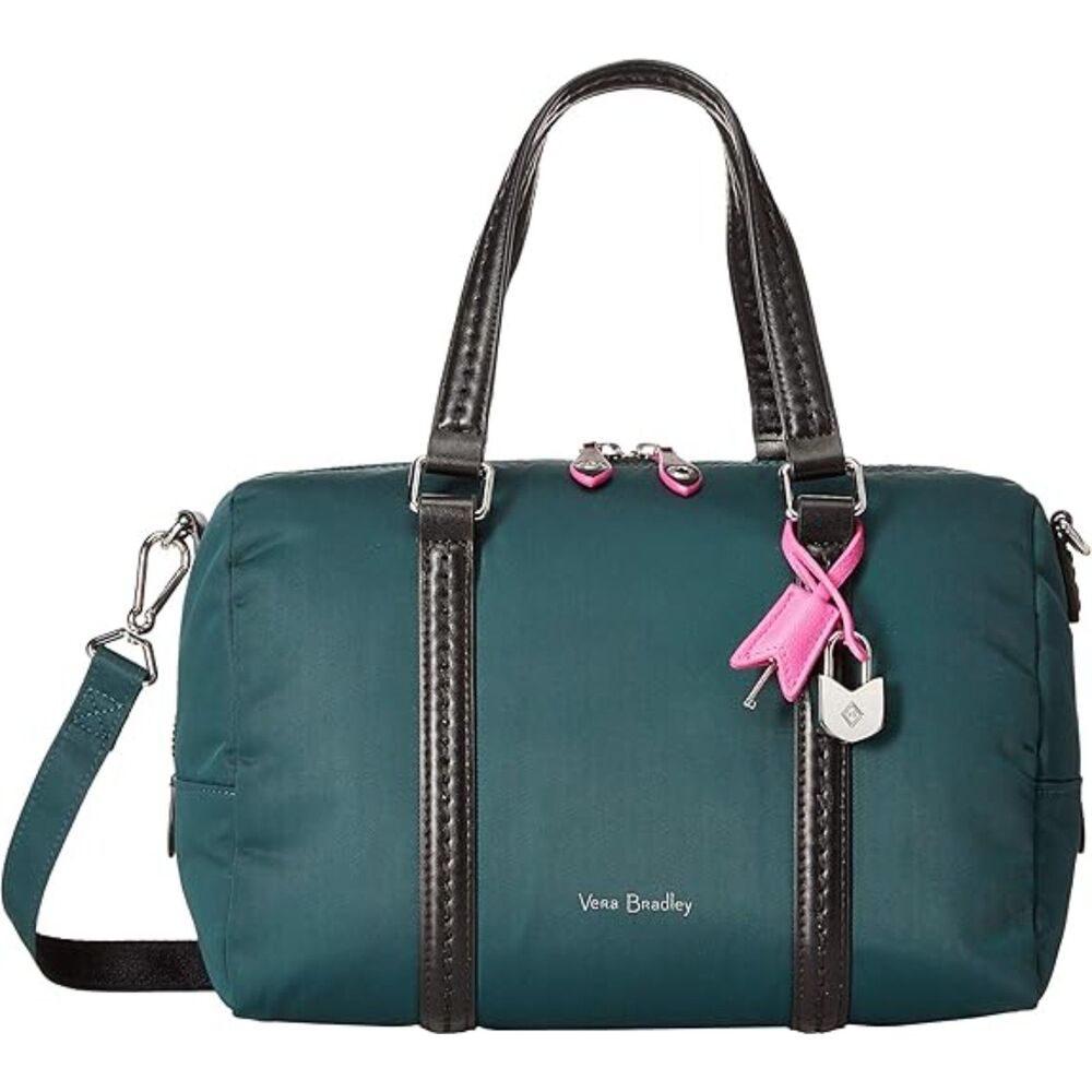 NWT Vera Bradley Midtown Satchel Dark Woodland Green and Black Handbag